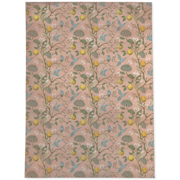 Winston Porter Abdoullah Floral Pink/Yellow/Green Area Rug Wayfair